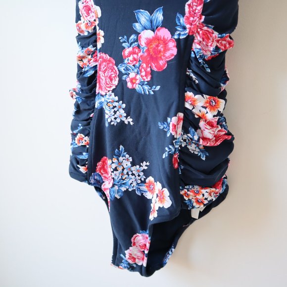 Seafolly Vintage-Style One Piece Floral & Navy Blue Swimsuit Size 4 - Picture 5 of 16